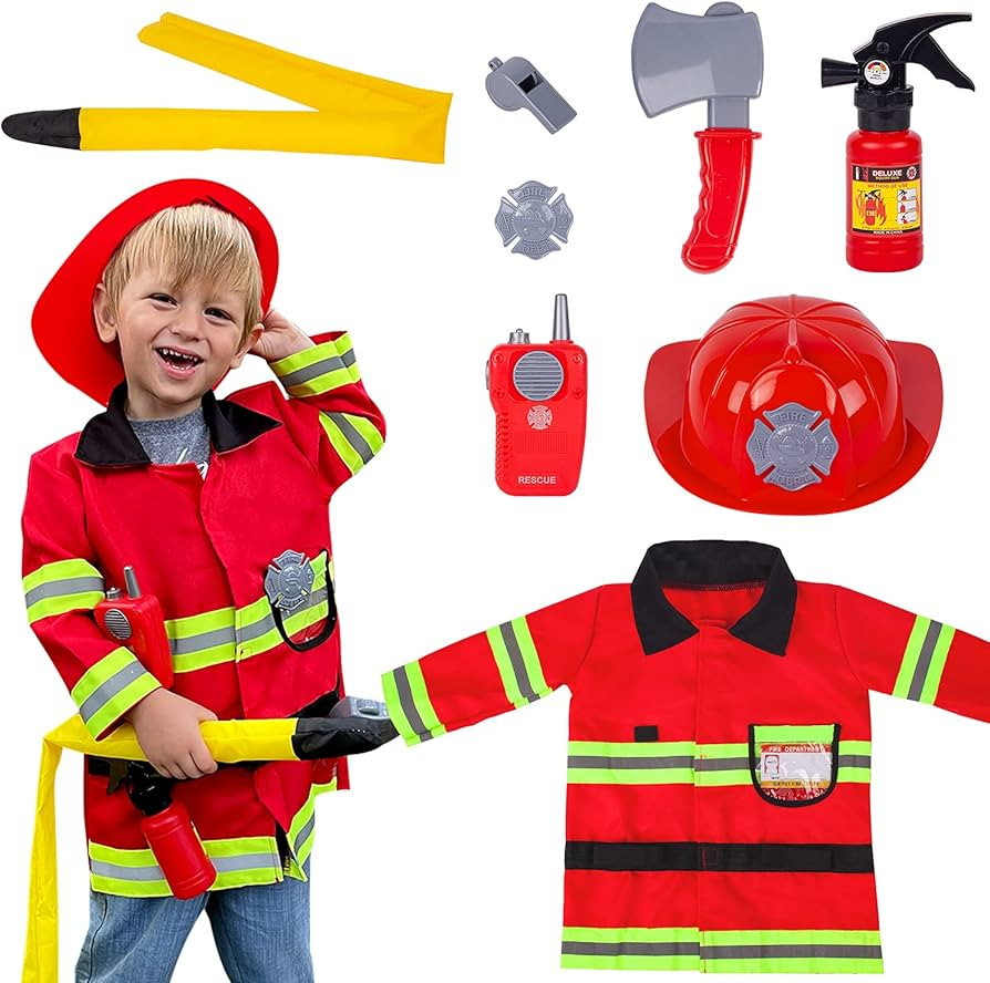 Amazon.com: Liberry Fireman Costume for Kids 3 4 5 Years Old, Firefighter Tools with Fire Extingu... | Amazon (US)