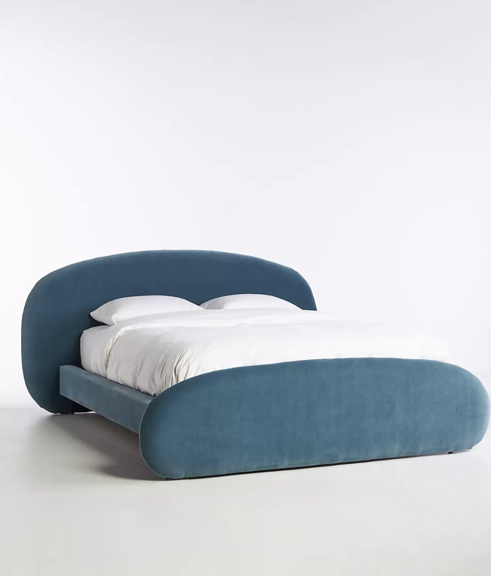 New cozy  curved bed upholstered in lush velvet will elevate any bedroom with softness and sculptural statement .

#LTKhome #LTKfamily #LTKSeasonal