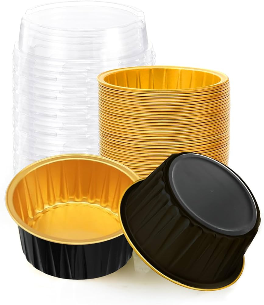 25PCS Round Mini Loaf Pans with Lids,Mini Cake Pans with Lids,Disposable Ramekins Baking Cups Muf... | Amazon (US)