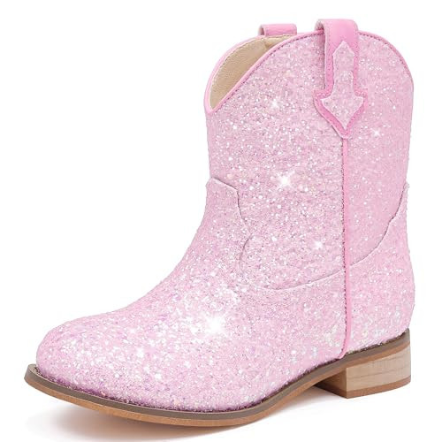 Motasha Toddler Girls Cowgirl Boots Pink Cowboy Boot for Little Kids Cowgirl Boot Size 11 Horse Riding Shoes Birthday Party Wedding (M7111 Sequins B Pink 11) | Amazon (US)