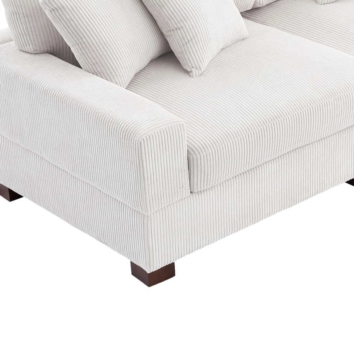 3 - Piece Upholstered Beige Corduroy Modular Sectional Sofa with Pillow Back and Solid Wood Legs | Wayfair North America