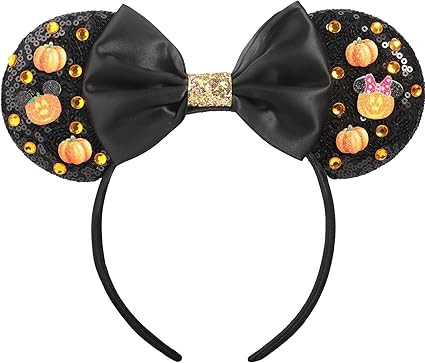 ETLUK Halloween Headband with Pumpkin & Orange Acrylic Rhinestones, Sparkly Sequin Bow Halloween ... | Amazon (US)