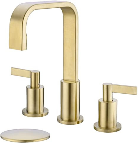 TRUSTMI Bathroom Faucet Brass 2 Handle 3 Hole Faucets with Overflow Pop Up Drain Assembly 8-16 In... | Amazon (US)