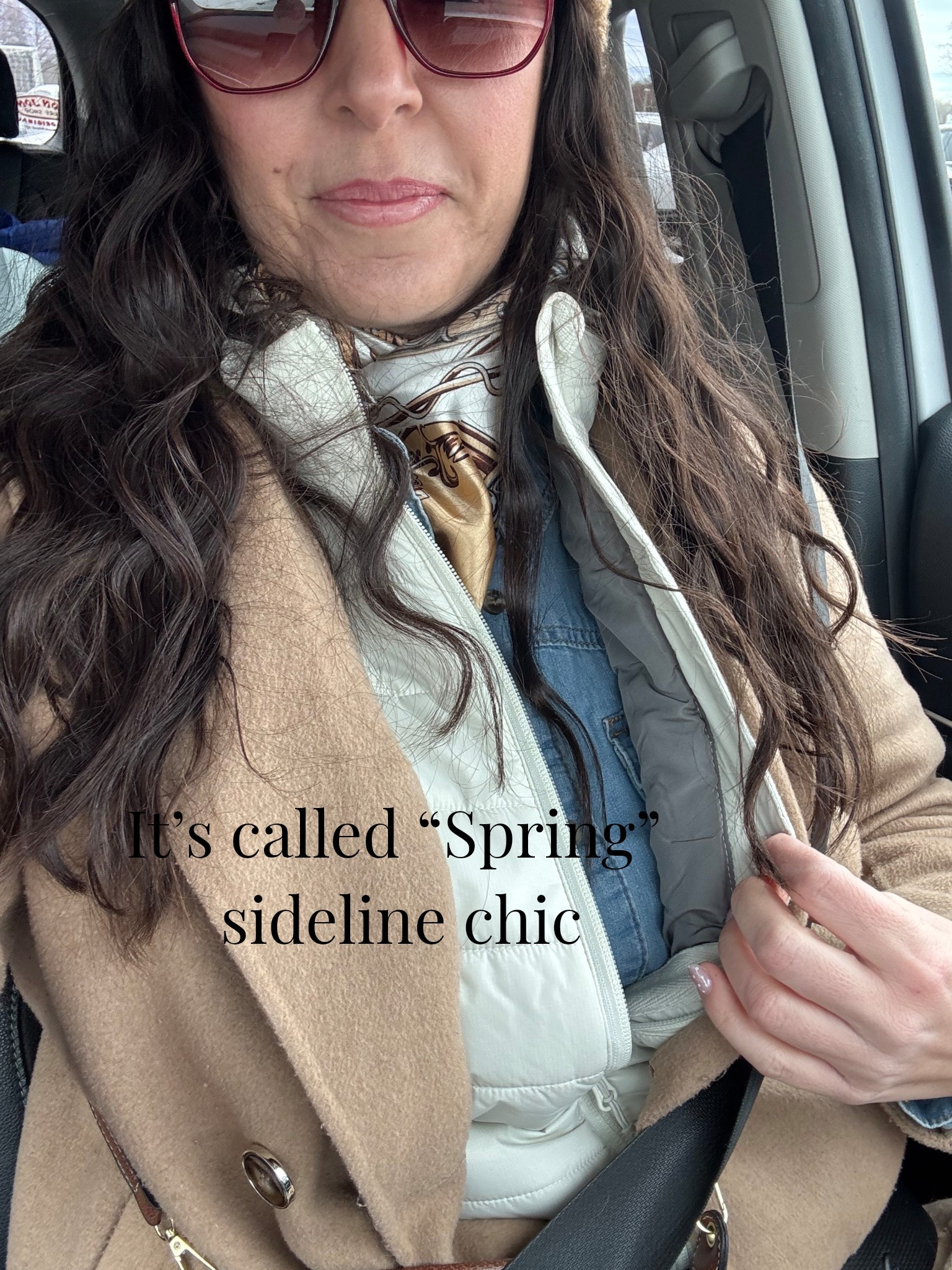 It’s technically spring… but the sidelines are still saying bundle up. 🏀❄️

Today’s sideline chic: layers on layers — a scarf, puffer, and a classic camel coat. When you’re watching games outside, style has to work with the weather, not against it.

Buyer tip: investing in neutral outerwear means you can layer it a hundred different ways and it always looks polished.

Would you call this spring… or still winter? 😅

#sidelinestyle #springlayers #camelcoatstyle #layeredlook #everydayoutfit #momstyle #casualchic #sportmomstyle #njstyle #medfordnj #reel #explore @christina_with_love_