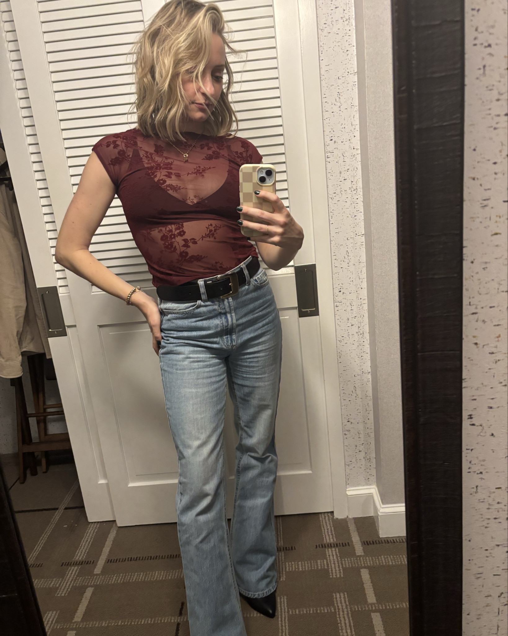 Burgundy in December just feels right. Top is from Motel
rocks and jeans are from oak and fort  

#LTKFindsUnder100 #LTKSeasonal #LTKStyleTip