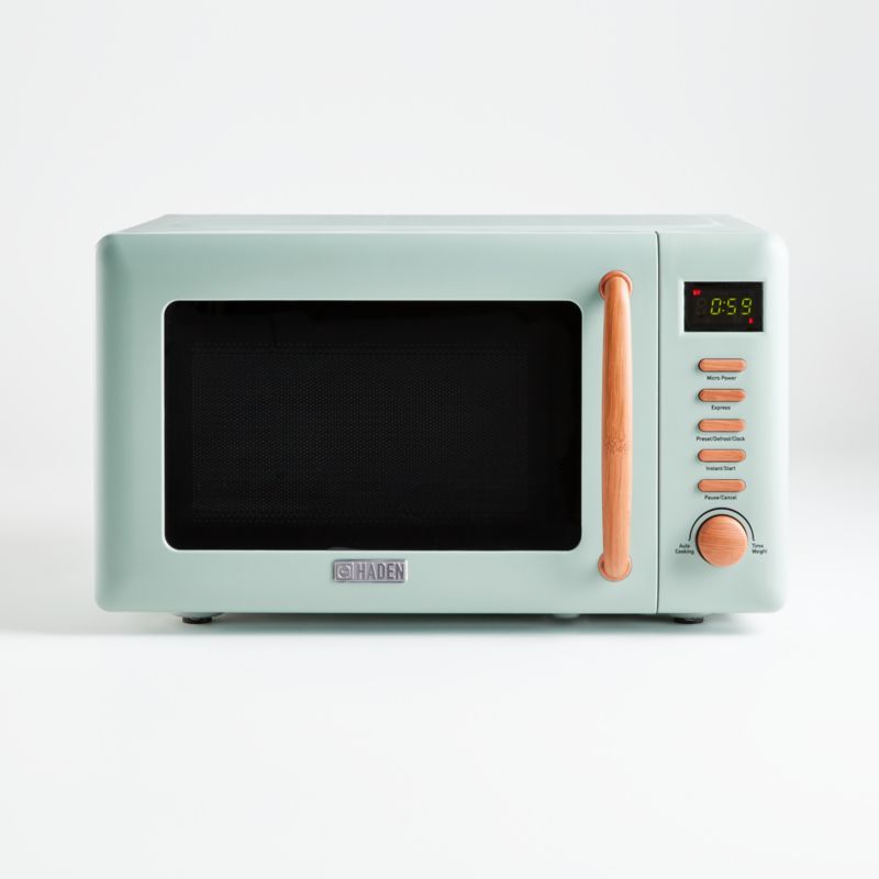HADEN Dorchester Silt Green Compact Microwave + Reviews | Crate & Barrel | Crate & Barrel