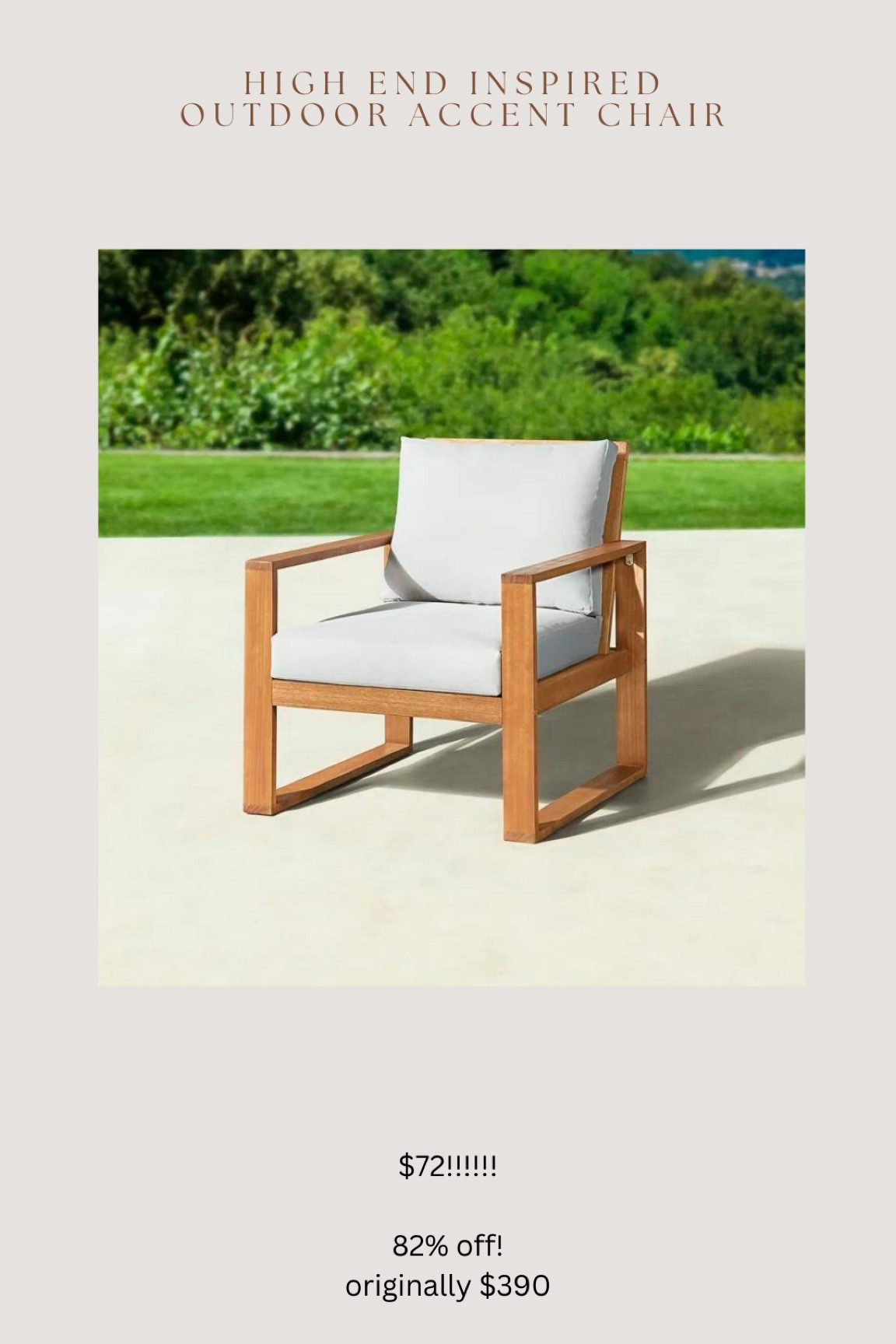 Oh wow!!! This RH inspired outdoor accent chair is 82% off 🤯🤯🤯🤯🚨🚨🚨 this will sellout fast with this deal!!! 

#LTKFindsUnder100 #LTKHome #LTKSummerSales