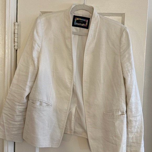 J. Crew White Open-Front Collarless Blazer | Poshmark
