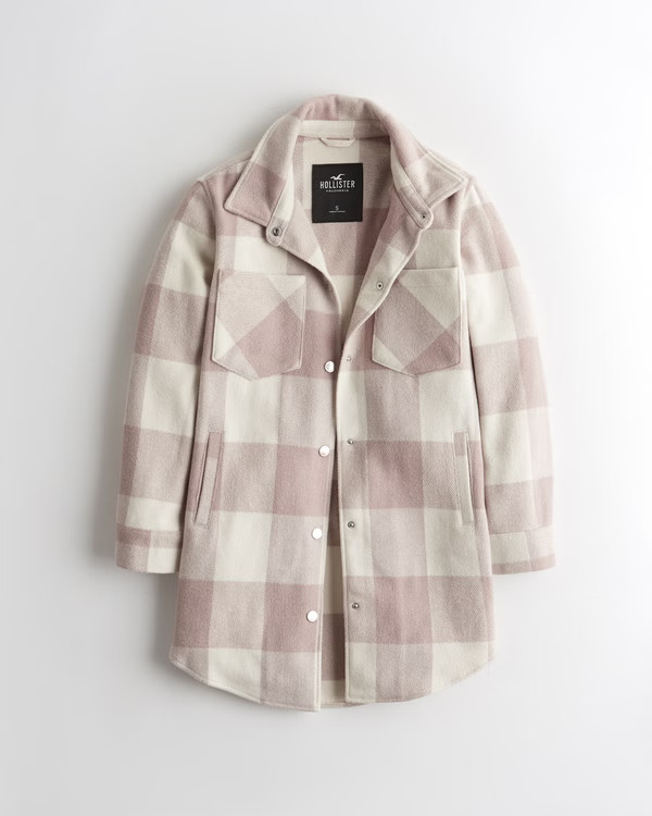 Long Wool Shirt Jacket | Hollister (US)
