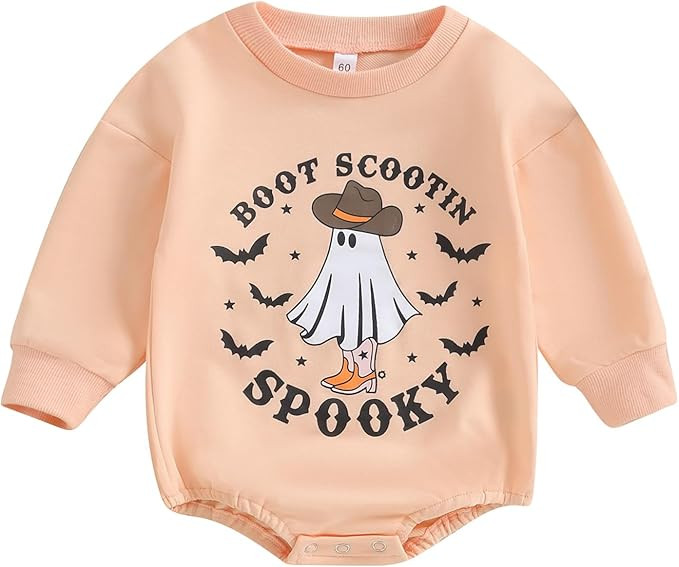Adobabirl Baby Halloween Outfit Girl Boy Pumpkin Ghost Sweatshirt Romper Oversized Sweater Jumpsu... | Amazon (US)