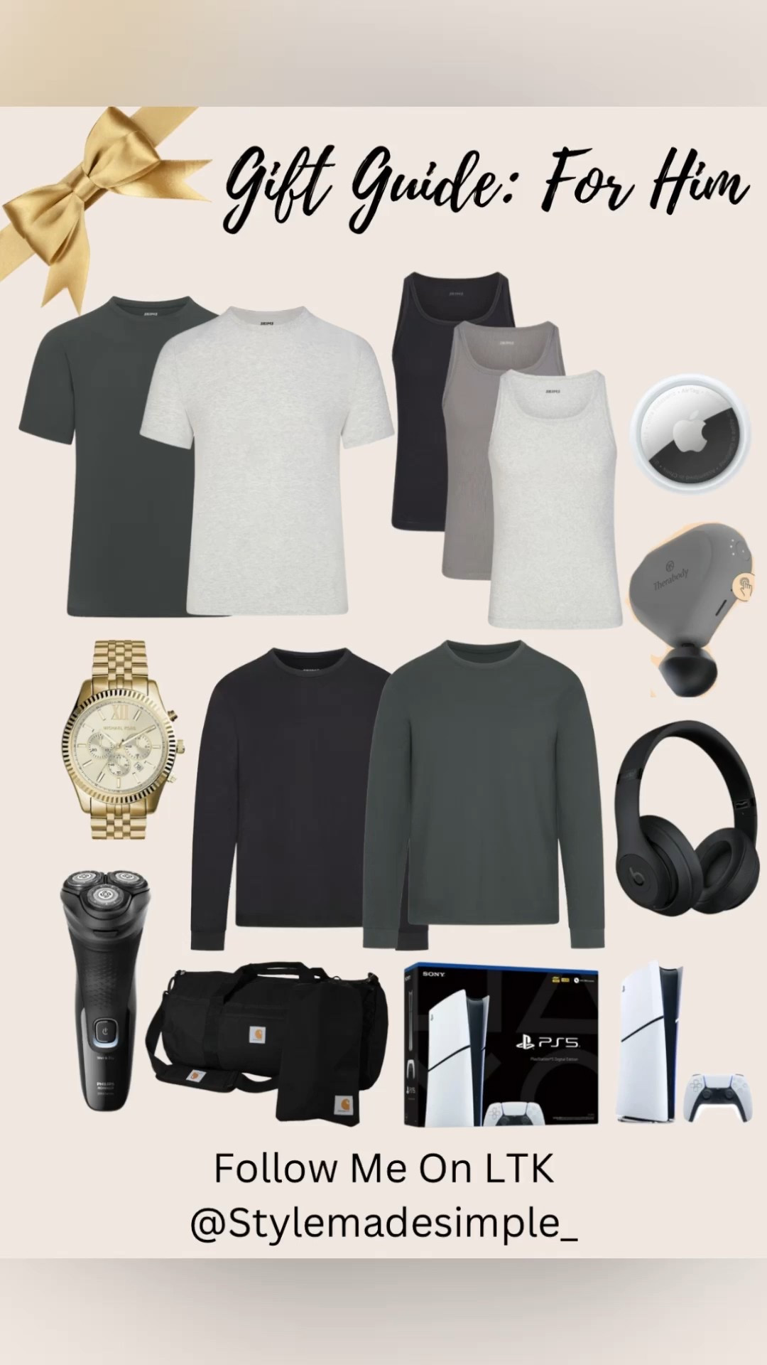 Gifts for him, gifts for husband, gifts for teenage boys, Skims men’s tee shirts, skims men’s long sleeve shirts, Michael khors gold watch, karhart black duffel weekender bag, Theragun, beats headphones, PS5 gaming system

#LTKMens #LTKKids #LTKFindsUnder100