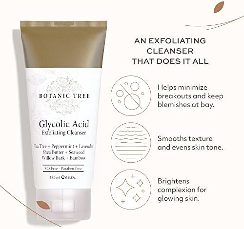 Glycolic Acid Face Wash, Exfoliating Facial Cleanser For Facial Skin Care, Acne Treatment Face Scrub | Amazon (US)