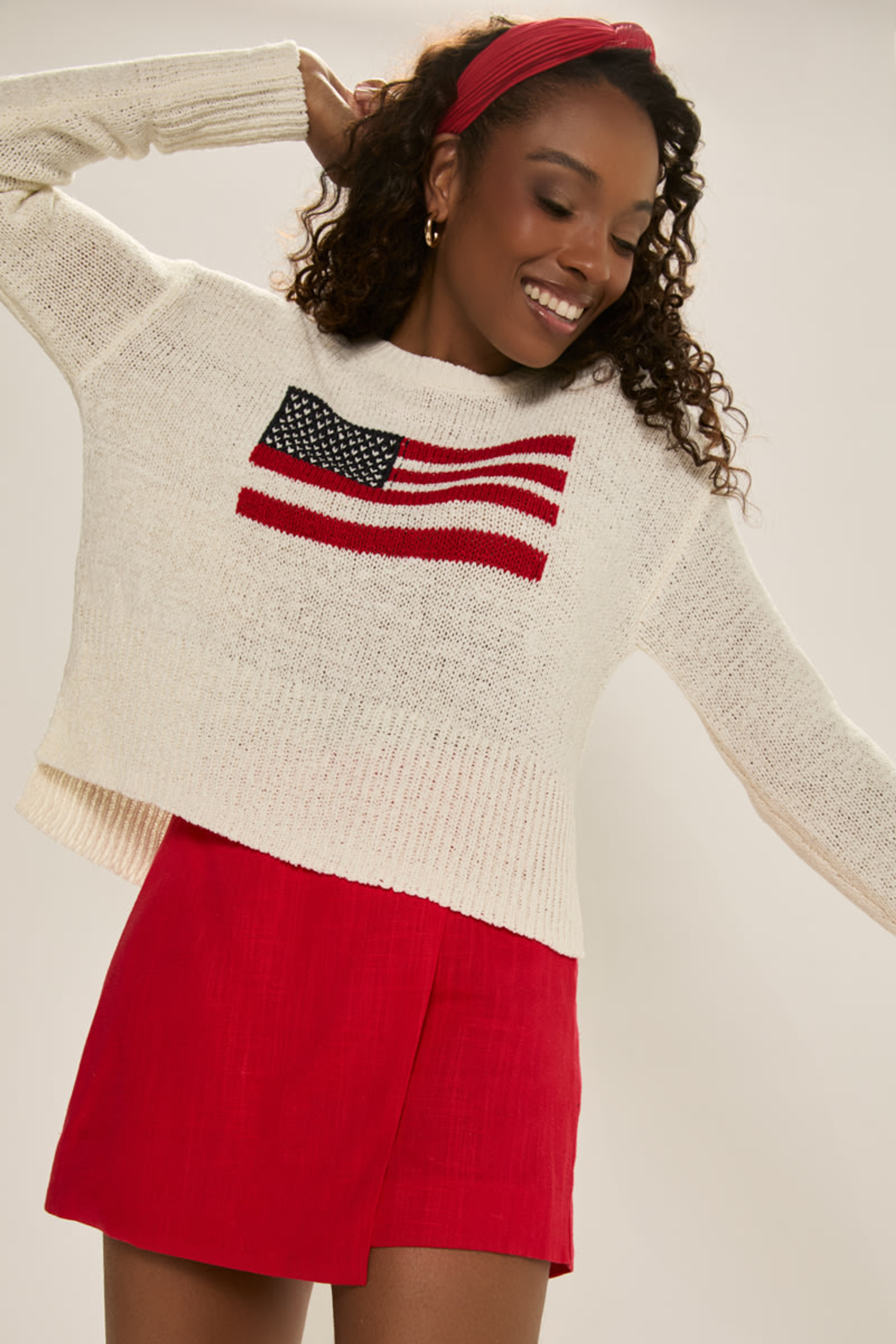 Jill American Flag Sweater | Francesca's
