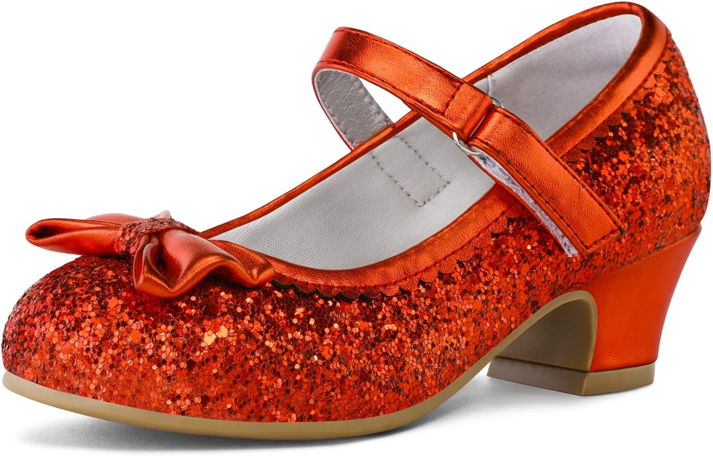 K KomForme Girl's Dress Shoes Mary Jane Glitter 1.5 in Low Heel Wedding Party Princess Shoes for ... | Amazon (US)