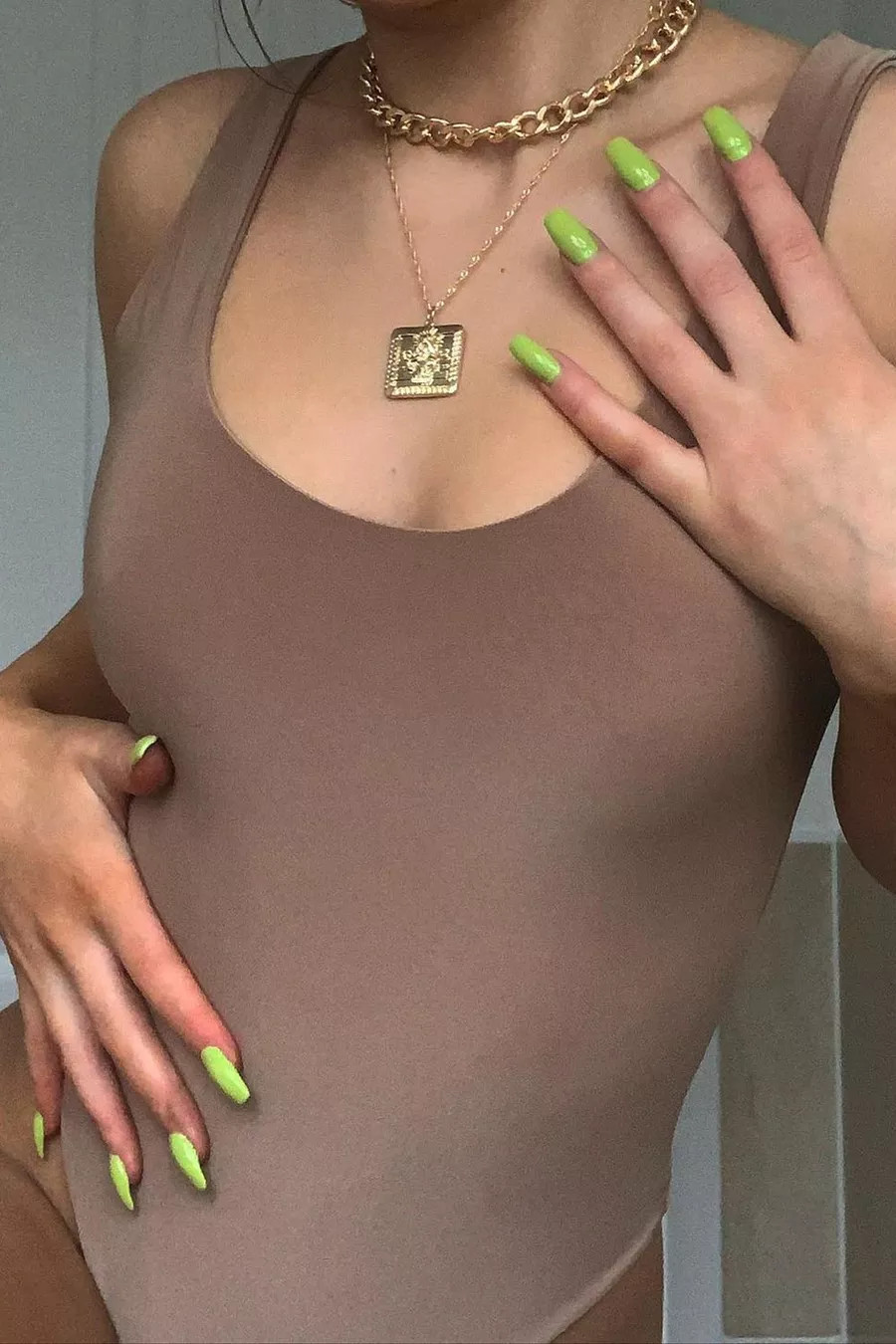 Beige Slinky Double Layer Scoop Sleeveless Bodysuit | Boohoo.com (UK & IE)