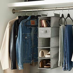 The Container Store® 5- Compartment Hanging Closet Organizer Grey | The Container Store
