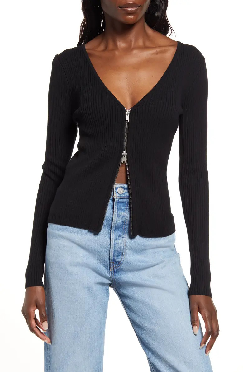 Shrunken Zip Detail Cardigan | Nordstrom