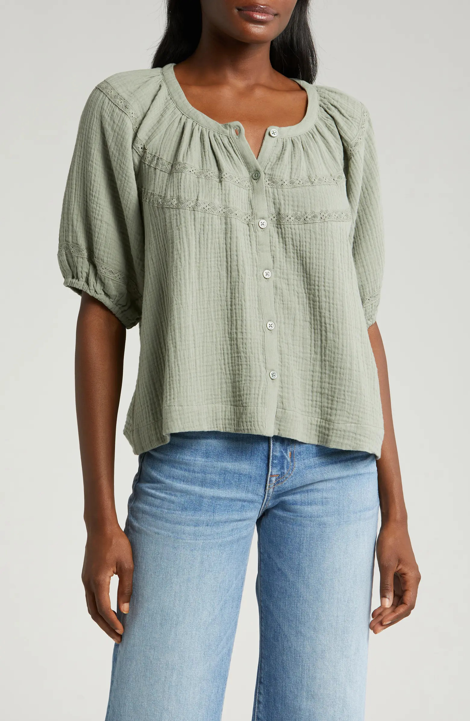 Wren Puff Sleeve Button-Up Top | Nordstrom