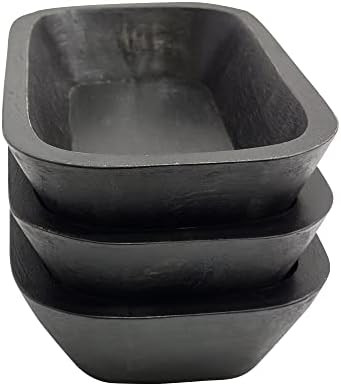 BNDPLUS 3 Set Black Antique Small Wooden Dough Bowl Oblong Hand Carved For Home Decor, Rustic Bow... | Amazon (US)