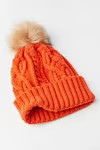 Cable Knit Fur Pom Beanie | Urban Outfitters (US and RoW)