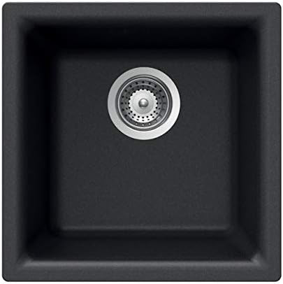 Houzer Quartztone Granite Dual Mount 13 x 13 inch Single Bowl Bar Sink, Black, E-100 MIDNITE | Amazon (US)