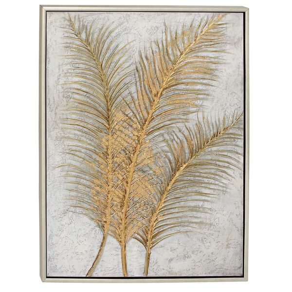 Gold Palm Leaves Canvas Wall Art, 48-Inch x 36-Inch | Bellacor