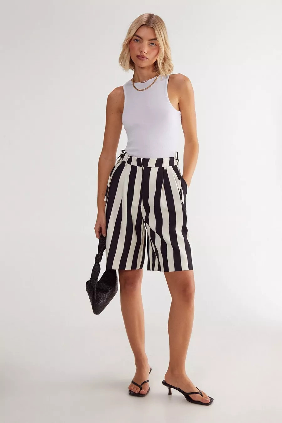 Striped Print Tailored Jort | Nasty Gal US