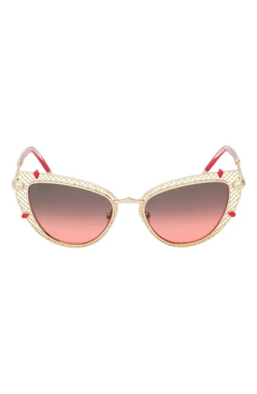Christian Louboutin Dolly 54mm Cat Eye Sunglasses in Pale Gold/Zeiss Lens Red at Nordstrom | Nordstrom
