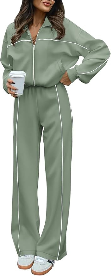 BTFBM Women's Two Piece Tracksuit Fall 2025 Long Sleeve Zip Up Sweatshirt Long Pants Outfits Jogg... | Amazon (US)