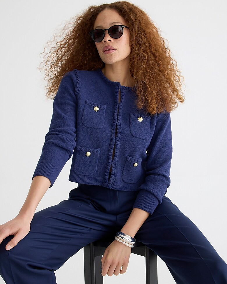 Odette sweater lady jacket in cotton-blend bouclé | J. Crew US