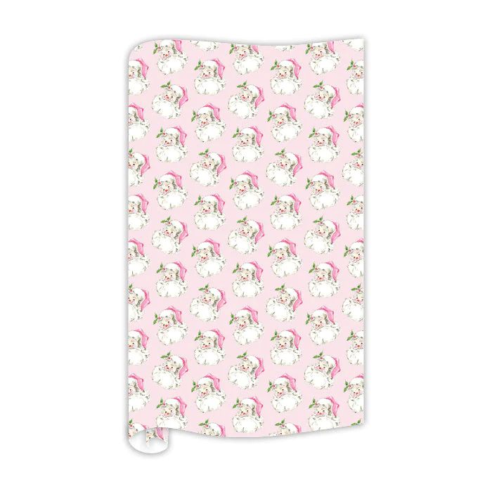 Pink Santa Pattern Wrapping Paper | Rosanne Beck Collections