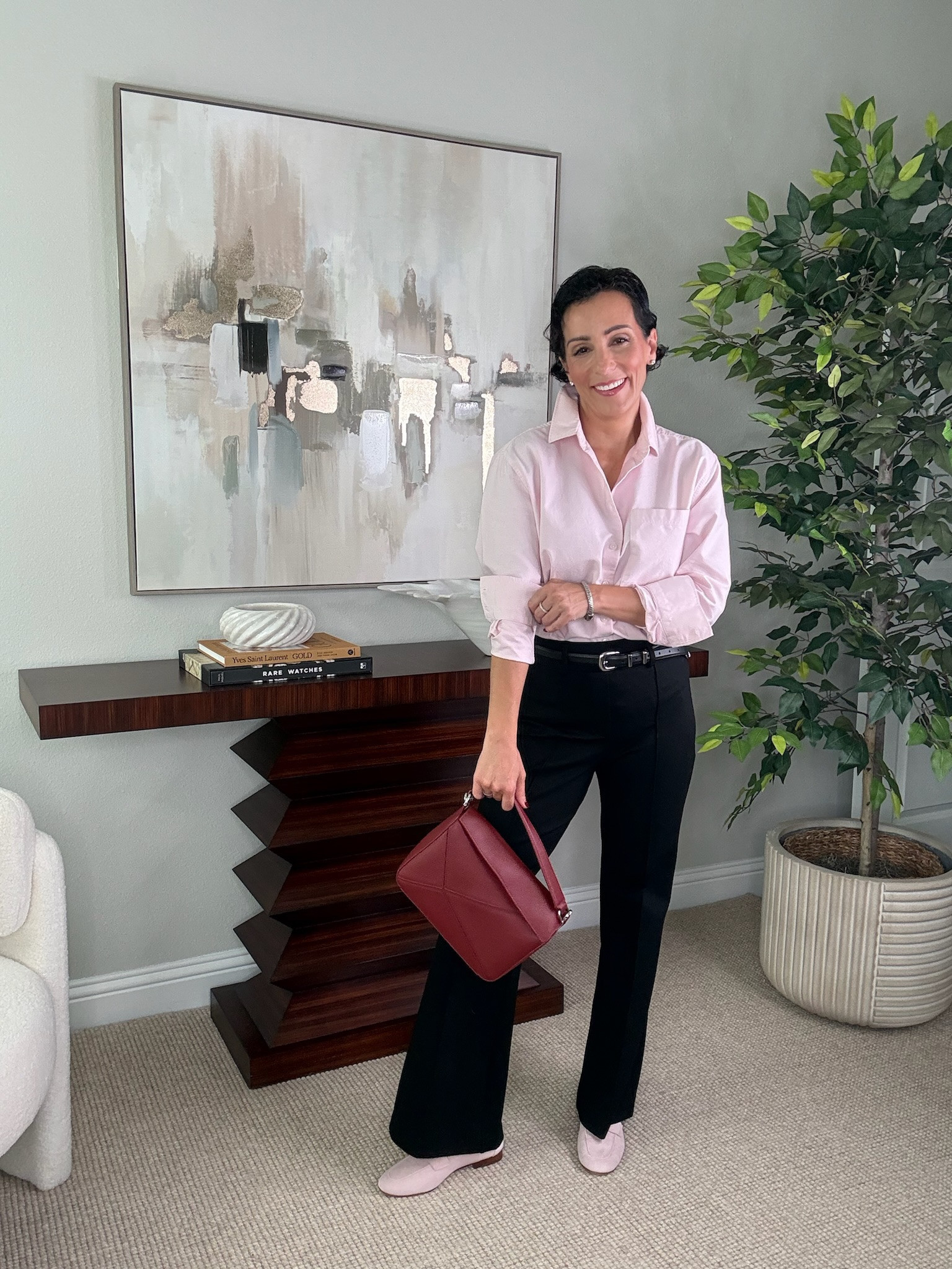 Pink and black is such a beautiful color combination. The softness of the pink button down paired with the structure of black pants creates a look that feels feminine, classic, and polished. This is a simple outfit formula that can take you from the office to dinner with just a few accessory changes.

pink button down, black pants outfit, pink and black outfit, classic style, elevated workwear, timeless wardrobe, women over 50 style, polished outfit, fall outfit ideas, capsule wardrobe, feminine style, stylewitheugenia

#LTKootd #LTKOver40 #LTKSeasonal