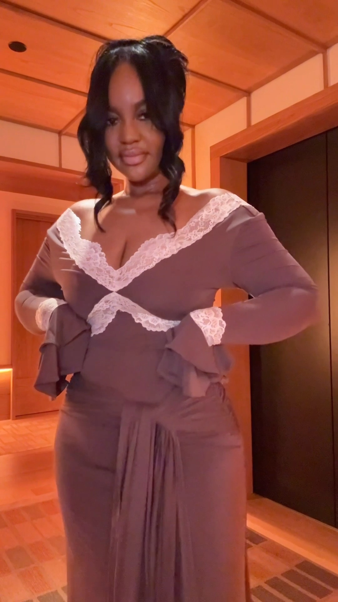 NYFW- I wore this to my agency’s dinner 🥂 I’m 5’3 wearing a size small.

This chocolate brown lace maxi dress is giving fall date night 🤎 The fabric is super stretchy and comfortable, comes in 4 colors + XXS–3X, and the lace detailing makes it feel so elevated. Perfect for date night, dinner, weddings, cocktail events or a fall special occasion. I styled mine with brown mules, Chanel earrings + an oval clutch for an easy monochromatic moment. 😮‍💨

#LTKNYFW #LTKgrwm #LTKootd