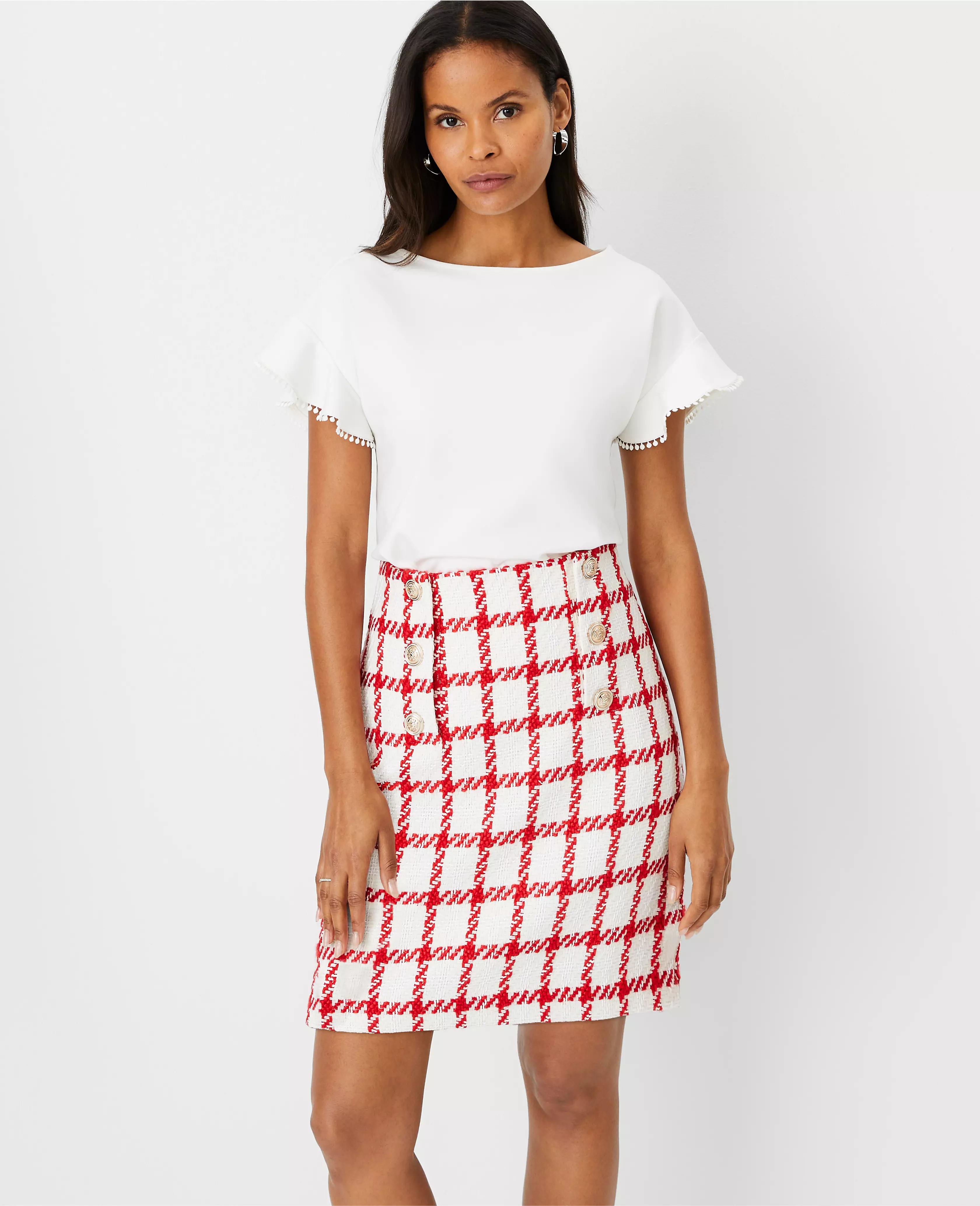 Ruffle Sleeve Boatneck Top | Ann Taylor (US)