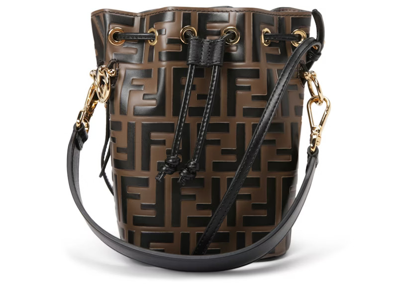 Women's Fendi Mon Tresor Bucket Bag Zucca Embossed Small in Tobacco Black | StockX