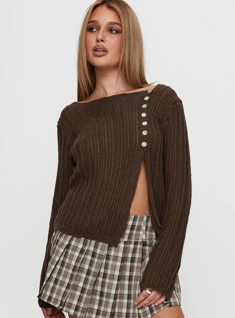Lenker Knit Sweater Brown | Princess Polly US
