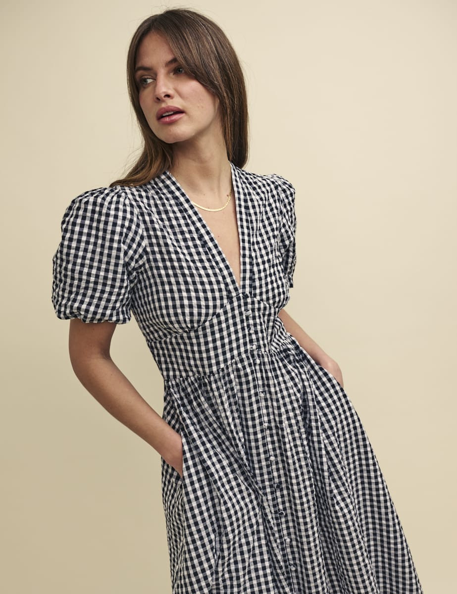 Black Gingham Starlight Midi Dress | Nobody's Child