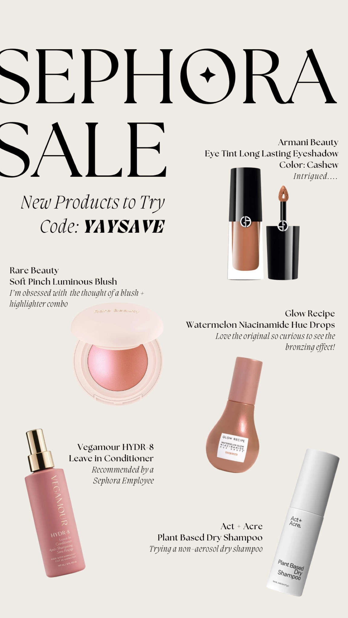 Sephora Sale: New Products
20% off for Rouge
15% off for VIB
10% off for Insider

#LTKxSephora #LTKover40 #LTKbeauty