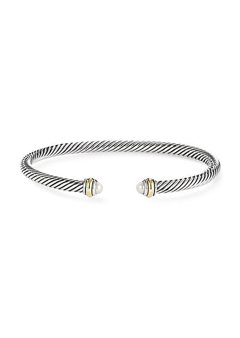 David Yurman Women's Cable Classic 18K Yellow Gold, Sterling Silver & Cultured Freshwater Pearl Brac | Saks Fifth Avenue