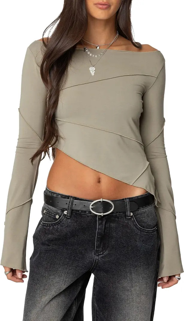 EDIKTED Asymmetric Seamed Long Sleeve Top | Nordstrom | Nordstrom