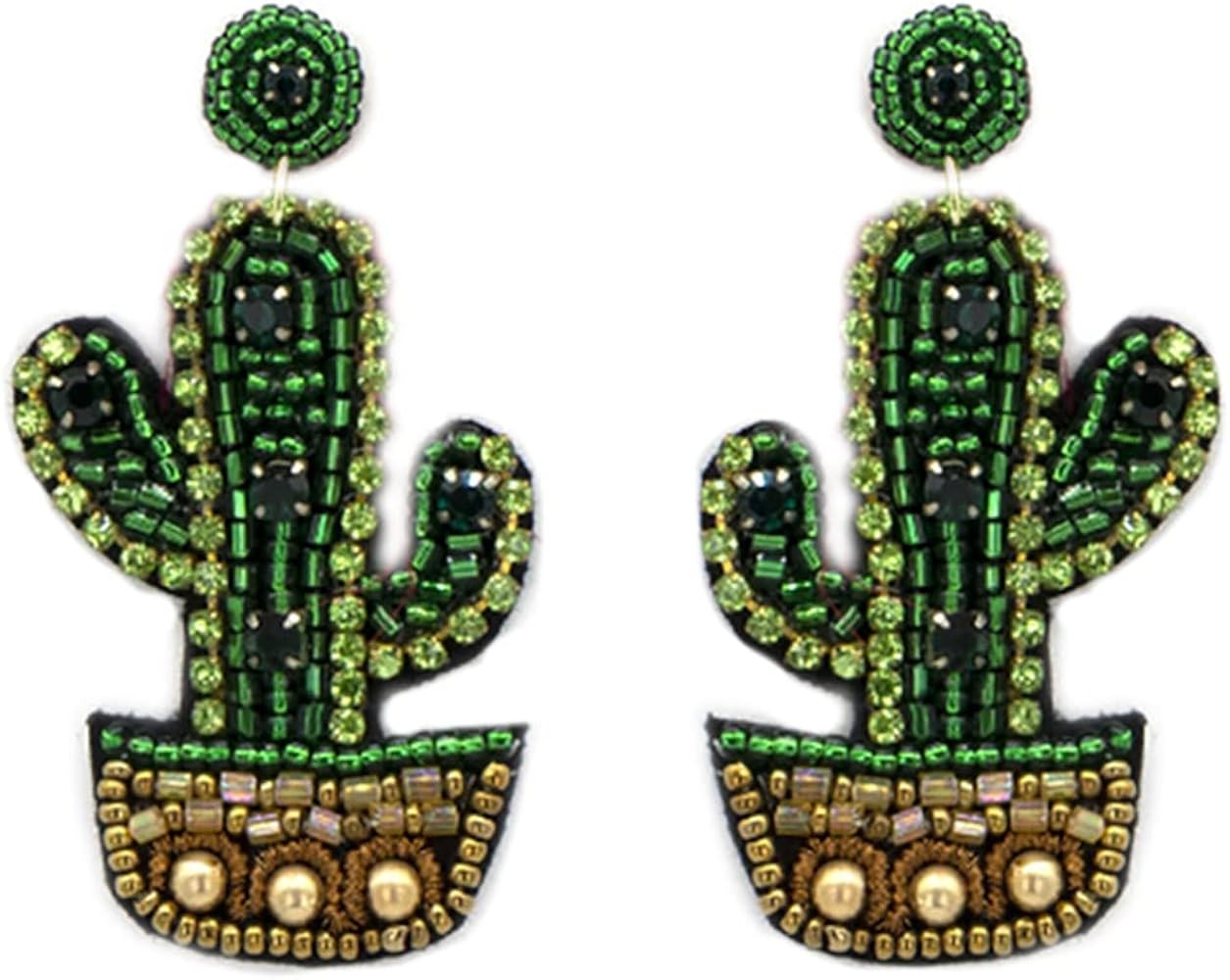 Emulily Beaded Cactus Post Earrings Handmade Cactus Earrings Western | Amazon (US)
