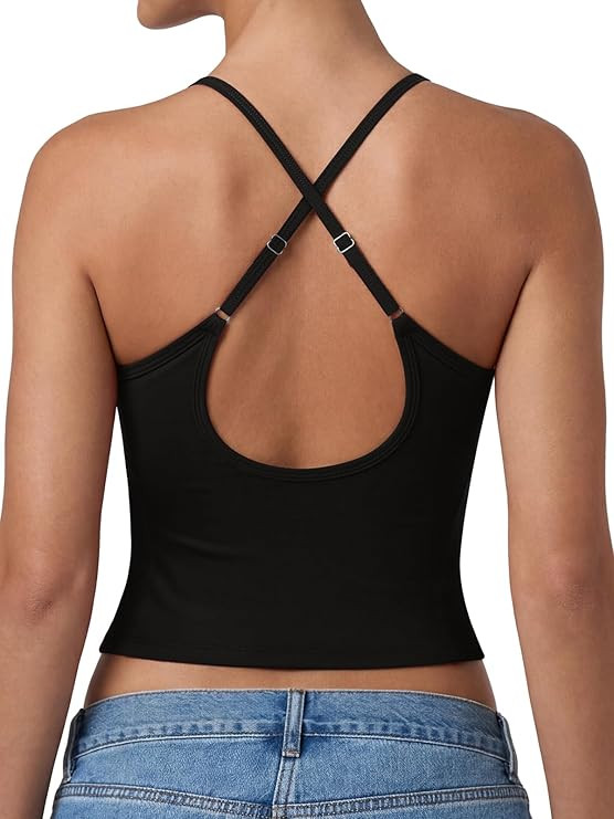 REORIA Women's Workout Halter Backless Tank Tops Sleeveless Summer Gym Y2K Basic Yoga Fitted Cami... | Amazon (US)