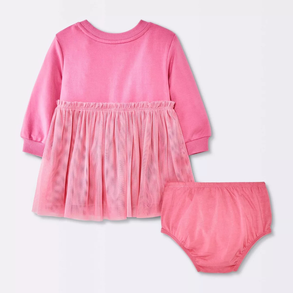 Baby Girls' Long Sleeve Modal Fleece Tulle Dress - Cloud Island™ Pink | Target