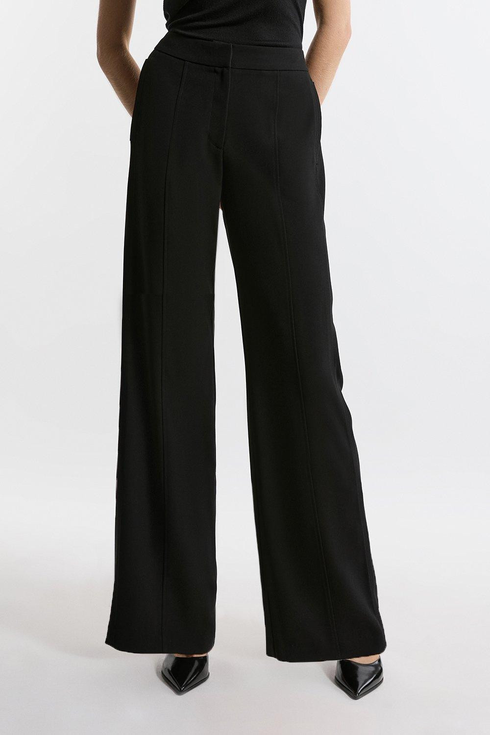 Petite Tailored Crepe Seam Detail Straight Leg Trousers | Karen Millen UK + IE + DE + NL