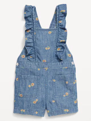 Printed Ruffle-Trim Chambray Shortalls for Toddler Girls | Old Navy (US)