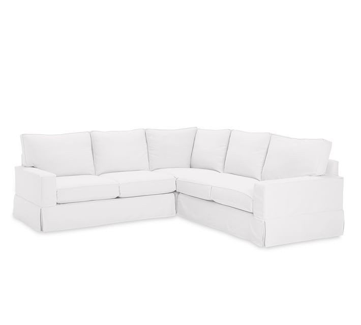 PB Comfort Square Arm Slipcovered 3-Piece L-Shaped Corner Sectional, Box Edge Memory Foam Cushion... | Pottery Barn (US)