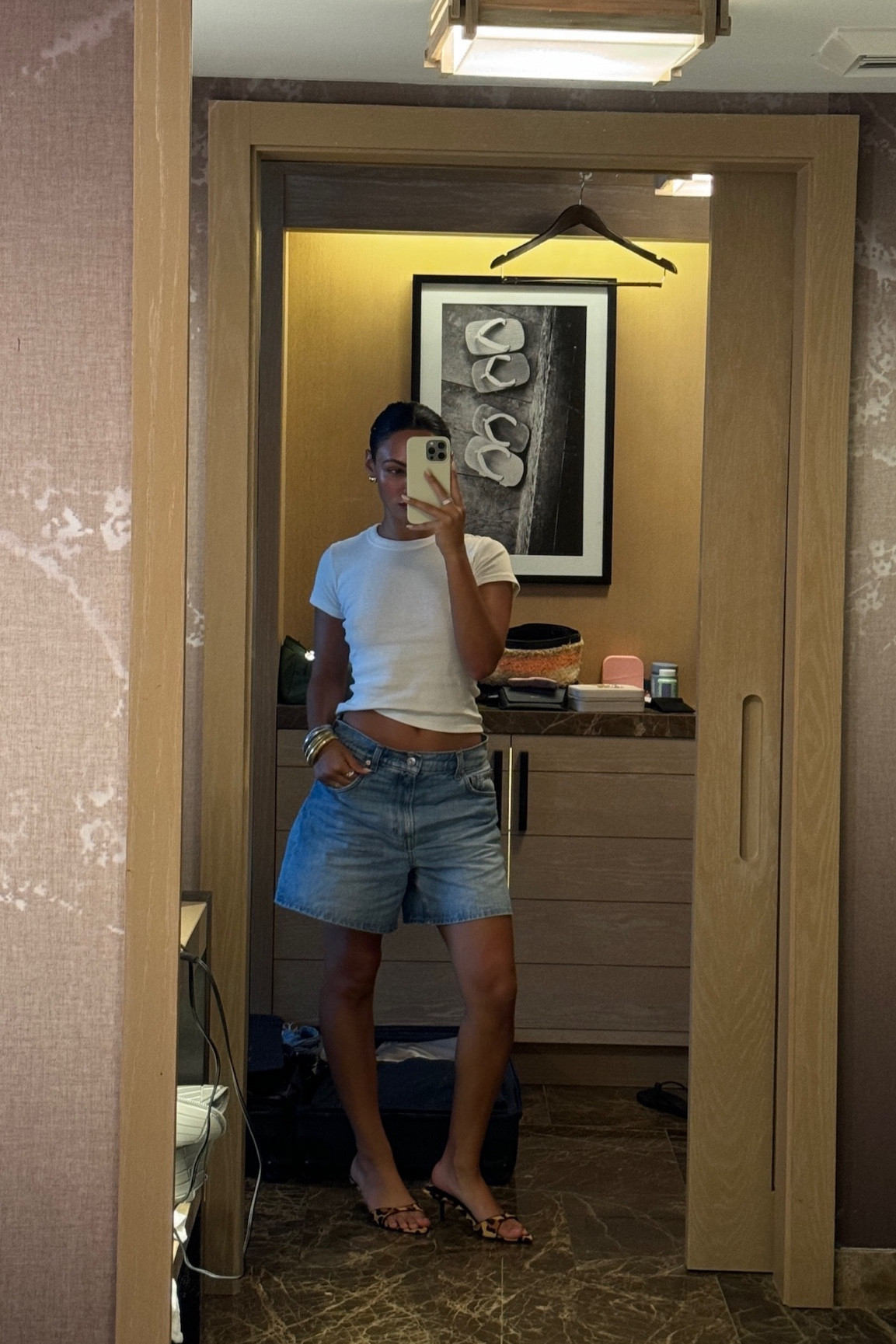 Pacsun white tee, revolve blue denim shorts, leopard Tony bianco kitten heels, amazon pale yellow phone case 

#LTKStyleTip #LTKFindsUnder100 #LTKShoeCrush