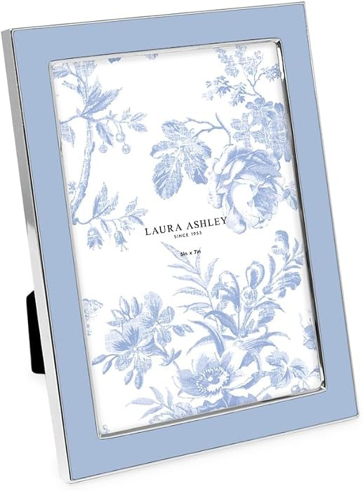 Laura Ashley 5x7 Cashmere Blue Enamel Picture Frame, Silver Metal Edge with Easel, for Countertop... | Amazon (US)