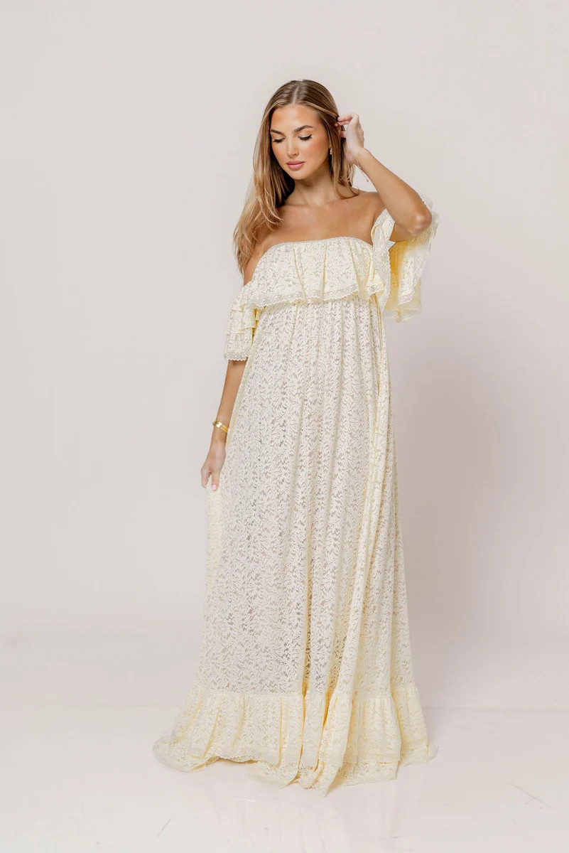 Blakely Maxi Dress in Cream- Bump Friendly | Worth Collective
