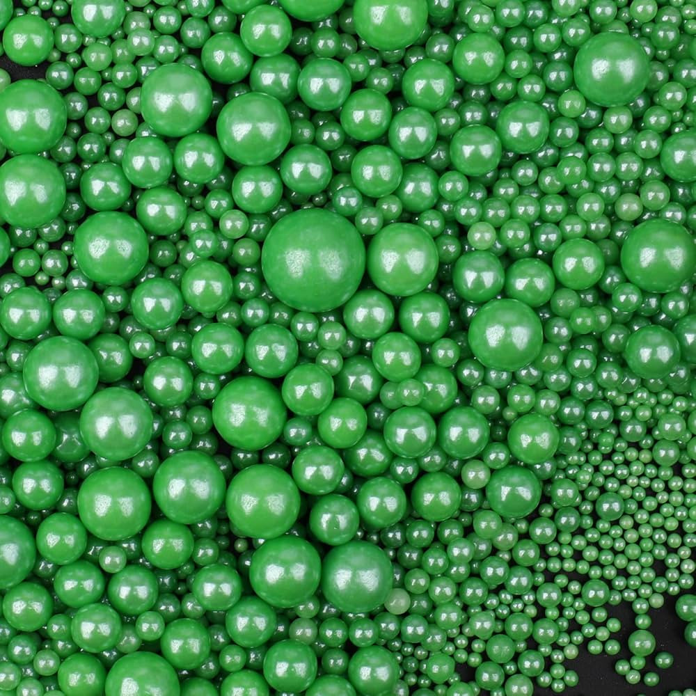 Green Sprinkles for Cake Decorating, 130g/4.6oz Edible Green Pearl Sprinkles Mix, Sugar Candy Pea... | Amazon (US)